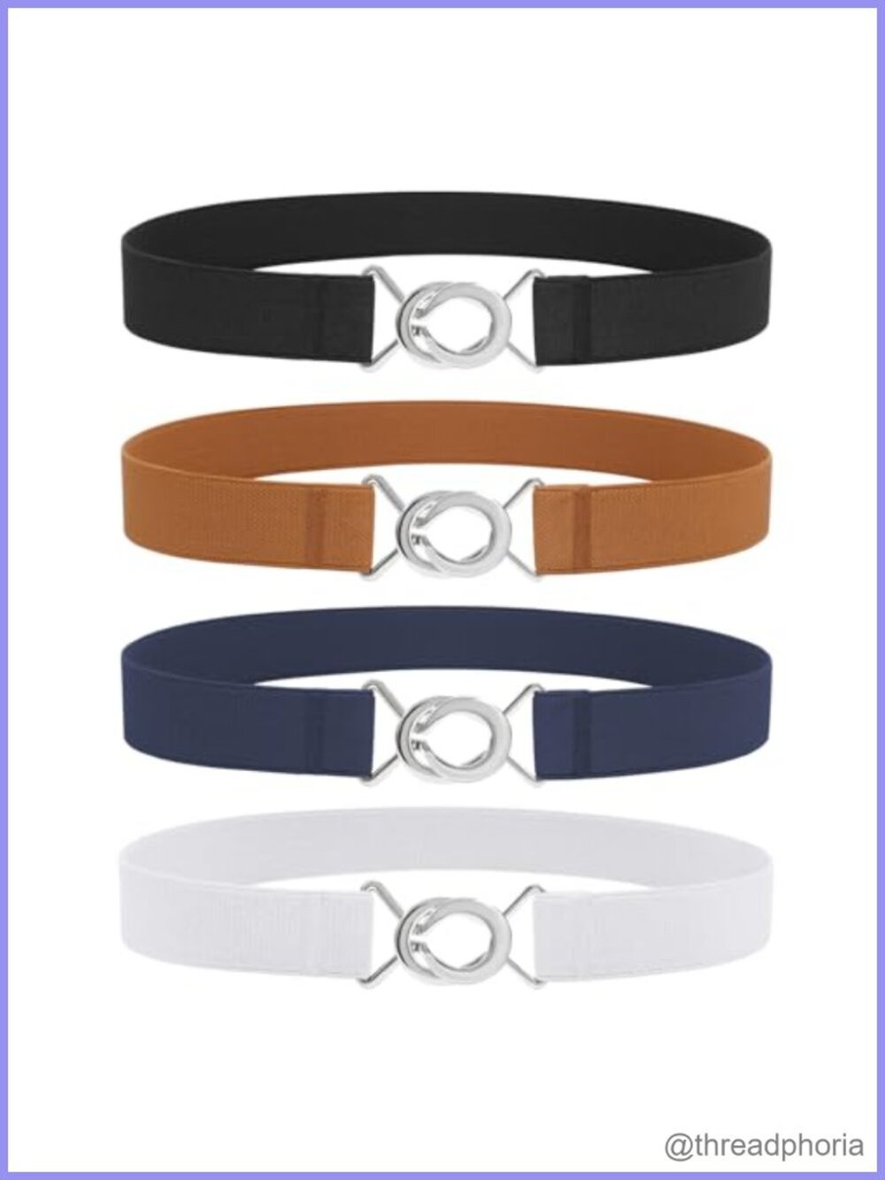 4 Pack Women's Skinny Elastic Waist Belts Stretchy Thin Belt